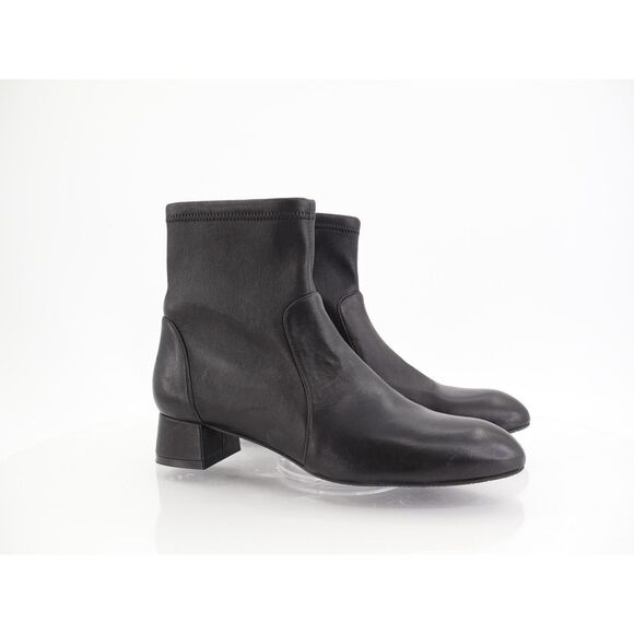 Stuart Weitzman Odetta Ankle Pull On Bootie Size 7.5 Black Leather Pointed Toe